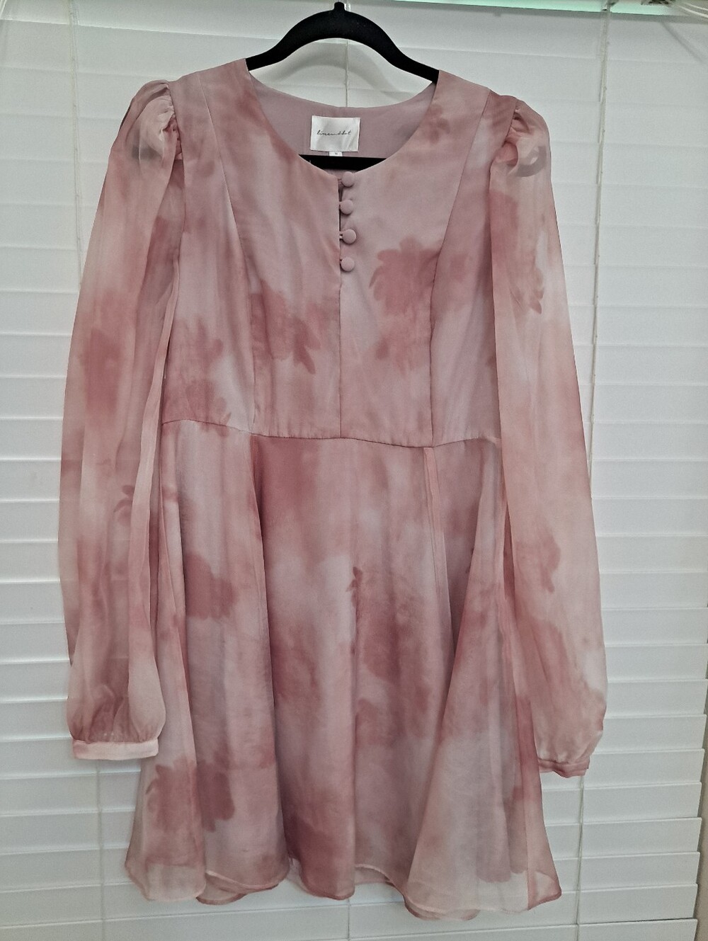 Line And Dot Medium Pink Chiffon Mini Dress